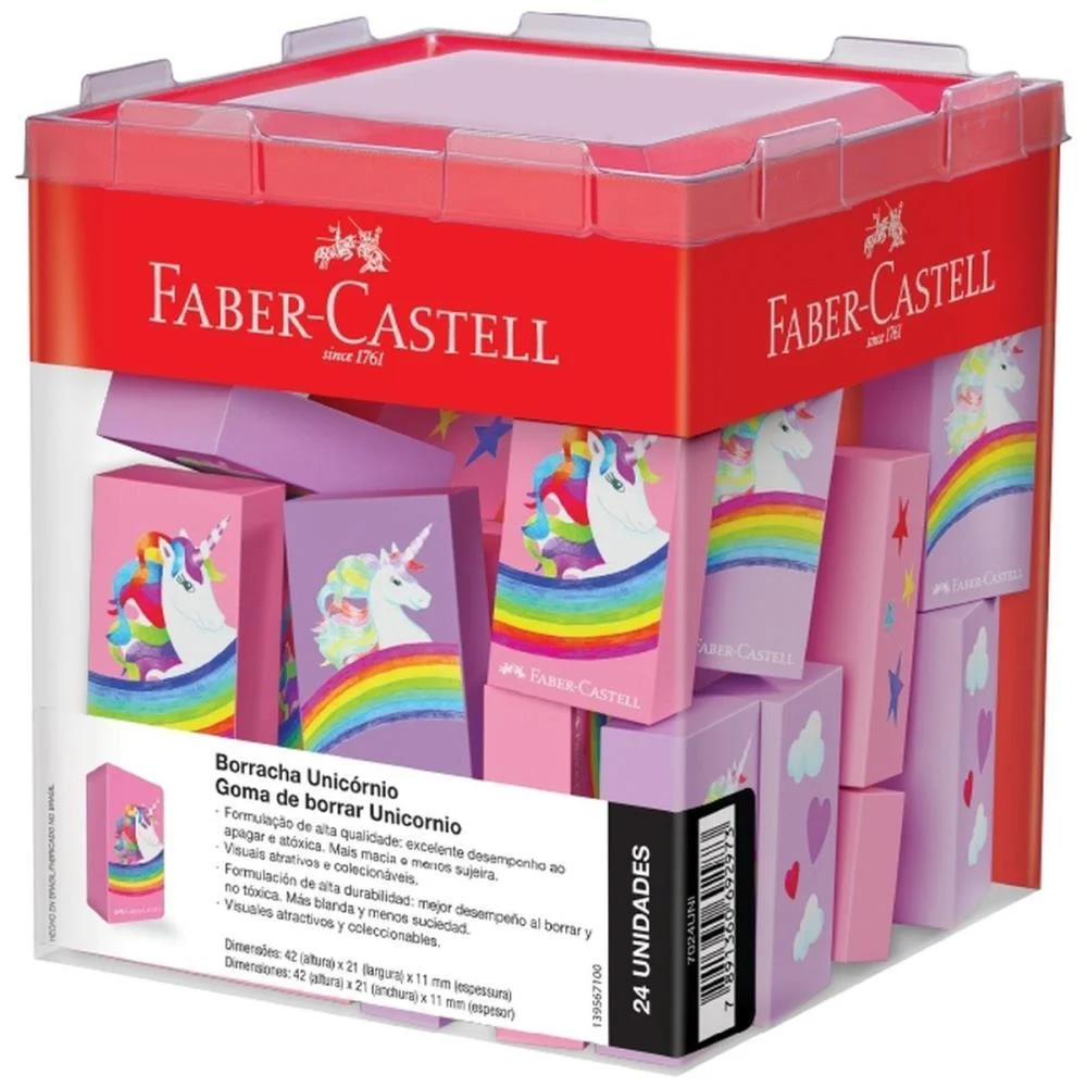 Borracha Colorida Unicornio 2 Modelos Faber-Castell (Dp.c/24) - imagem 2