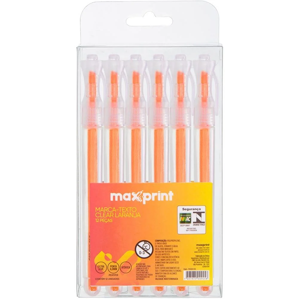 Caneta Marca Texto Clear Laranja Maxprint (Cx.c/12) - imagem 5