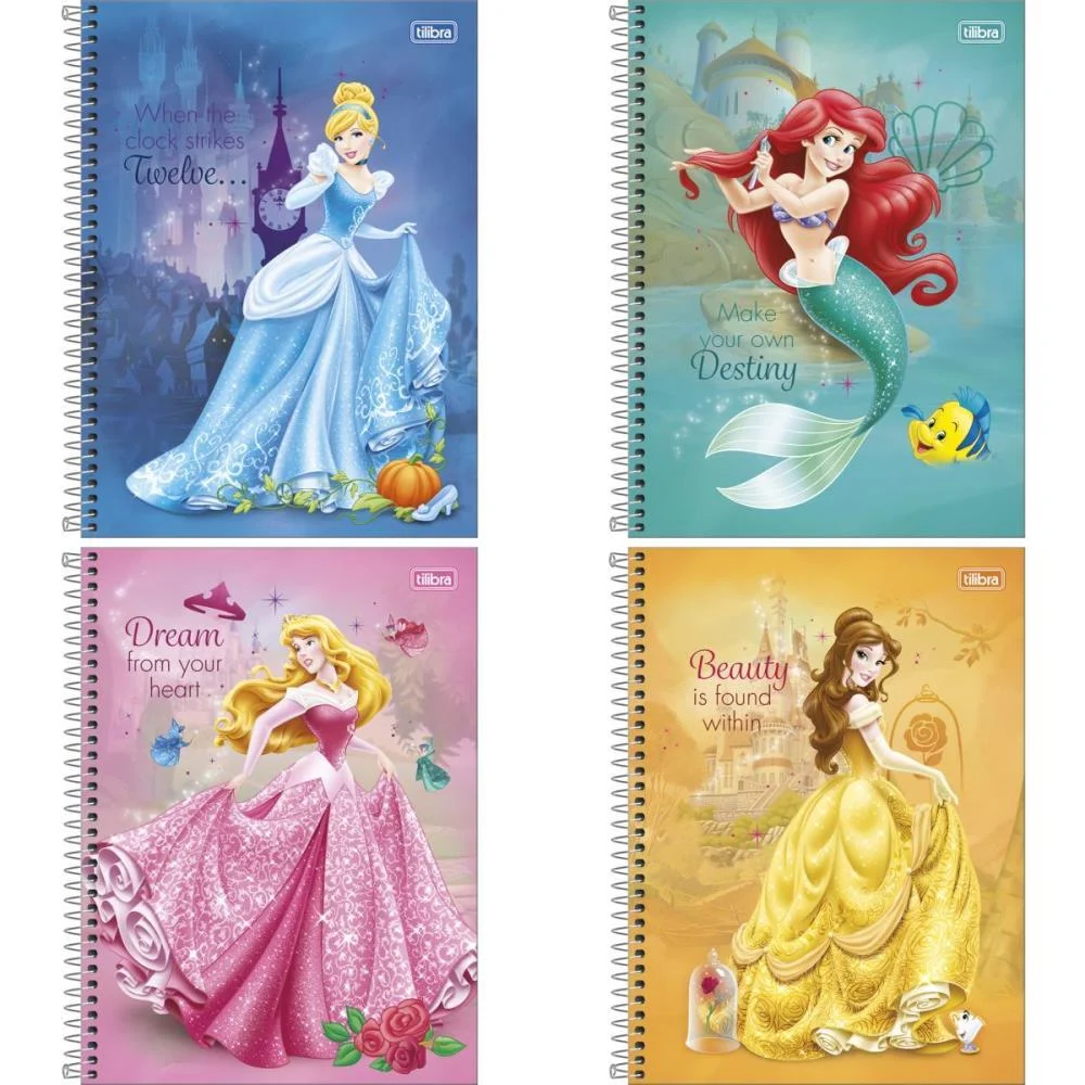 Caderno 10X1 Capa Dura Princesas 160Fls Fit Tilibra (Pct.c/04) - imagem 2