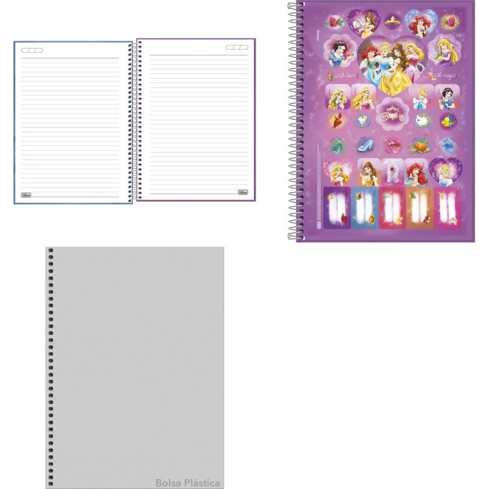 Caderno 10X1 Capa Dura Princesas 160Fls Fit Tilibra (Pct.c/04) - imagem 4