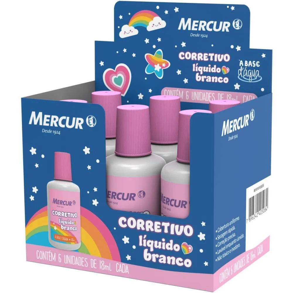 Corretivo 18Ml Branco Cores Magicas Mercur (Cx.c/06) - imagem 3