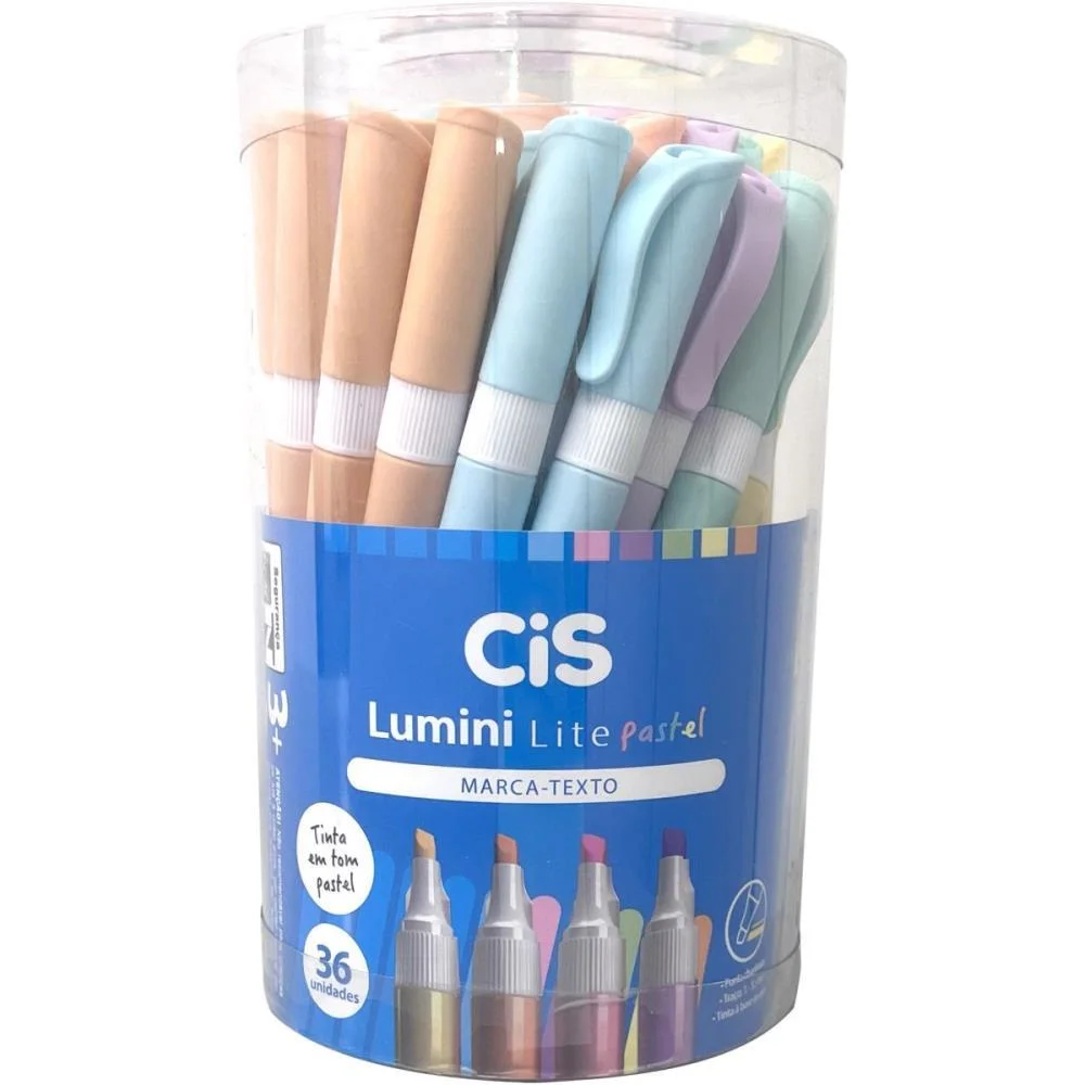 Caneta Marca Texto Cis Lumini Lite Cores Pastel(S Sertic (Pote-36) - imagem 3