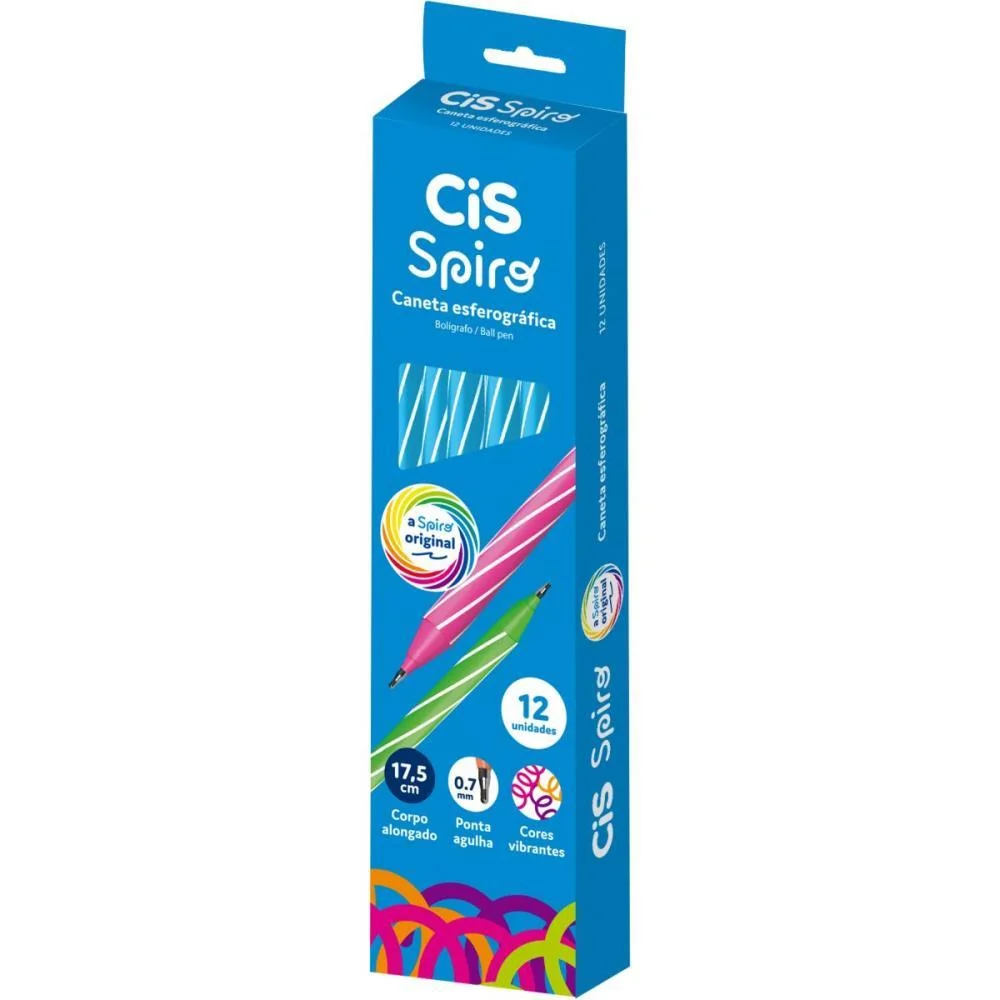 Caneta Esferografica Cis Spiro 0,7Mm Azul Claro Sertic (Cx.c/12) - imagem 4