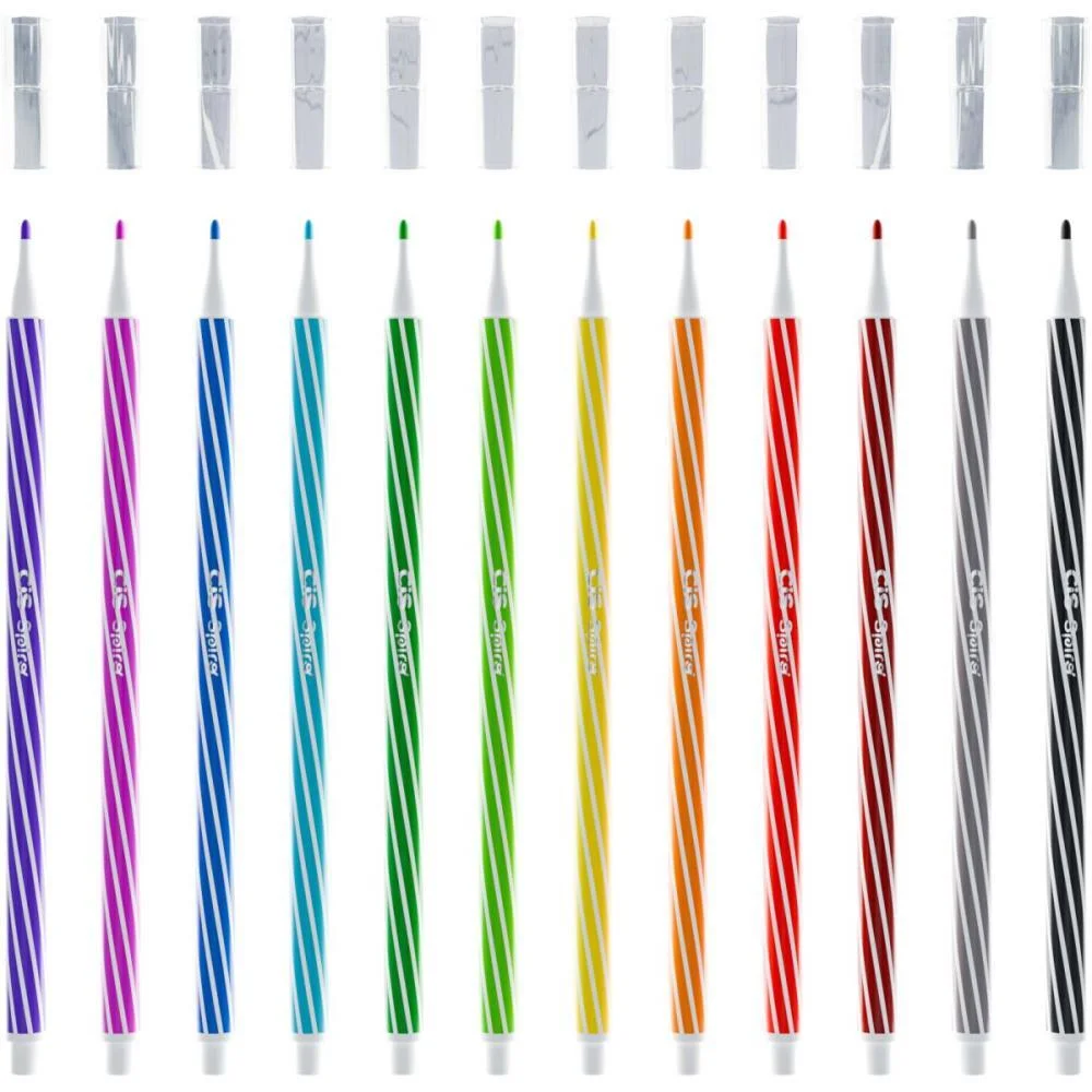 Caneta Hidrografica Cis Spiro 12 Cores Azul/Rosa Sertic (Dp.c/06) - imagem 5