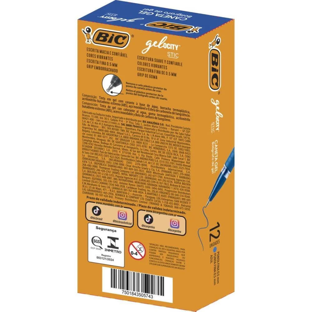 Caneta Gel Bic Gelocity Azul Bic (Cx.c/12) - imagem 5