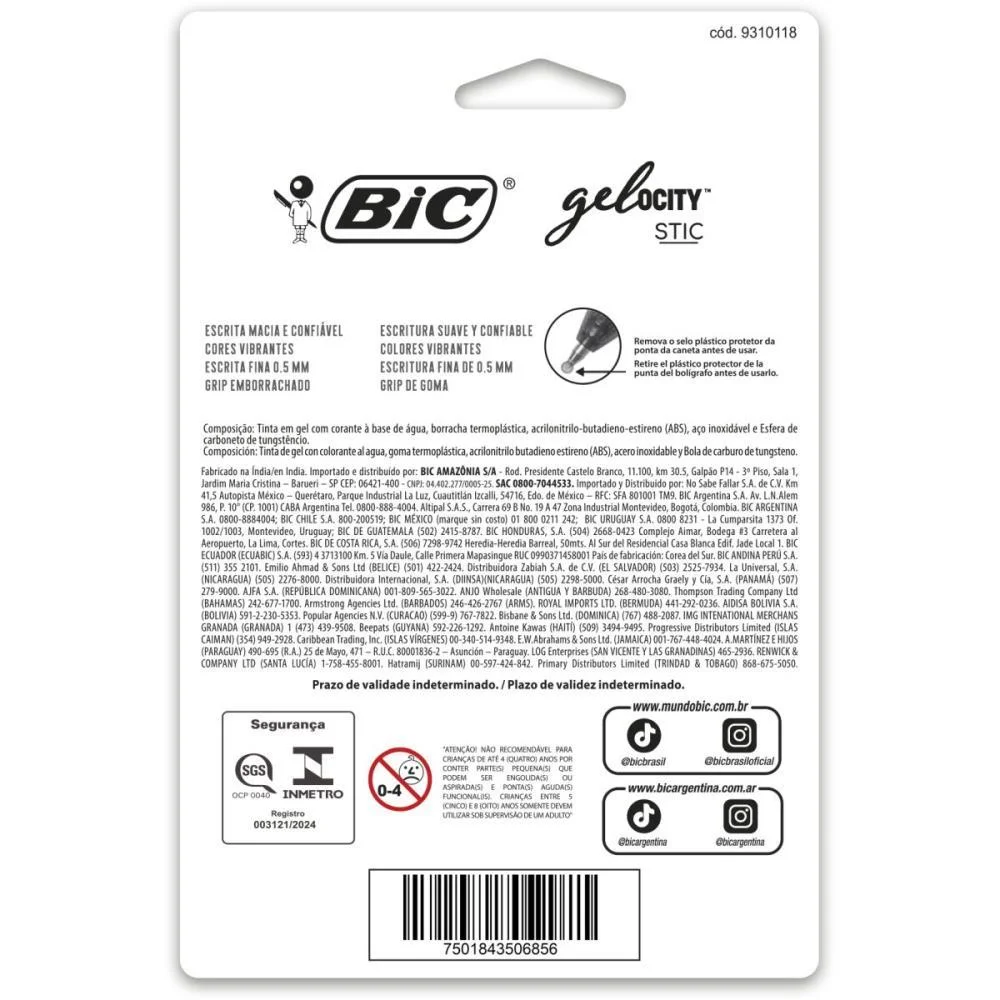 Caneta Gel Bic Gelocity 8 Cores Bic (Bl.c/08) - imagem 5