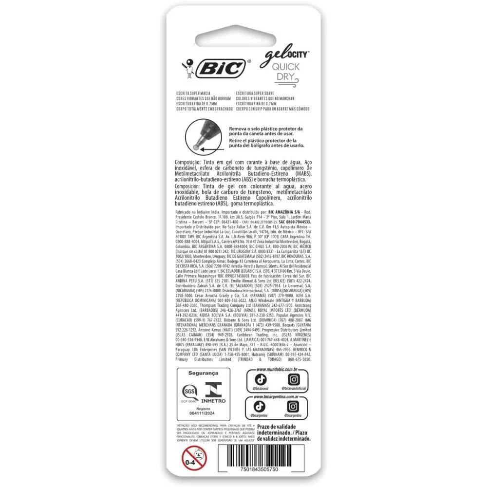 Caneta Gel Bic Quick Dry Rs/Rx Bic (Blister) - imagem 5