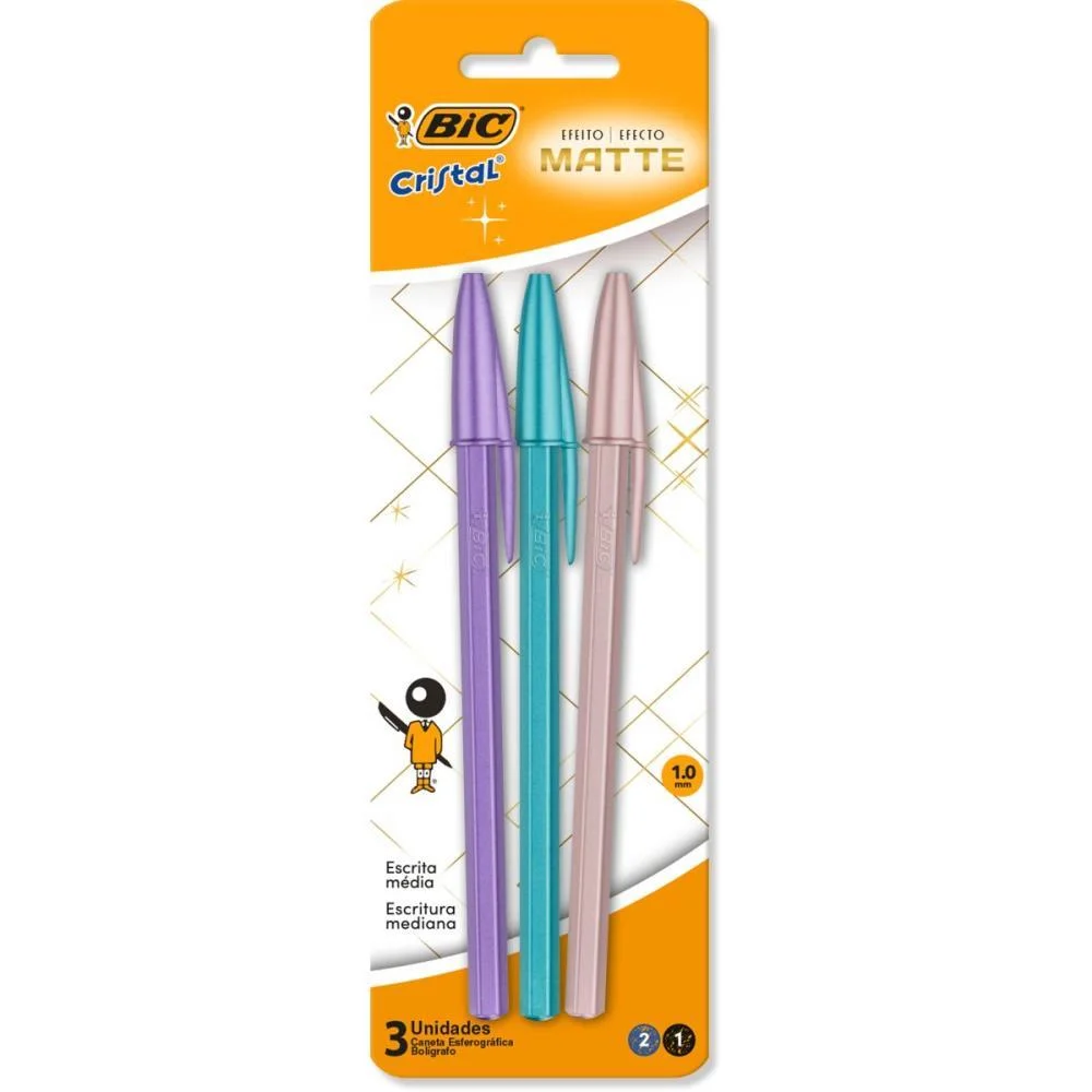 Caneta Esferografica Cristal Mate Az/Rx/Rs Bic (Bl.c/03) - imagem 2