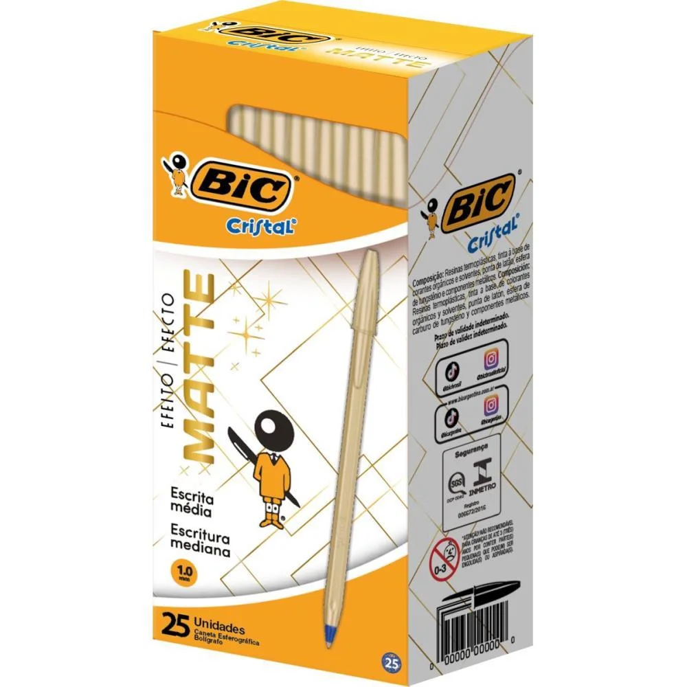 Caneta Esferografica Cristal Mate Ouro Bic (Cx.c/25) - imagem 2