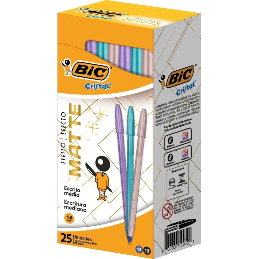 Caneta Esferografica Cristal Mate Sortidas Bic (Cx.c/25) - imagem 5
