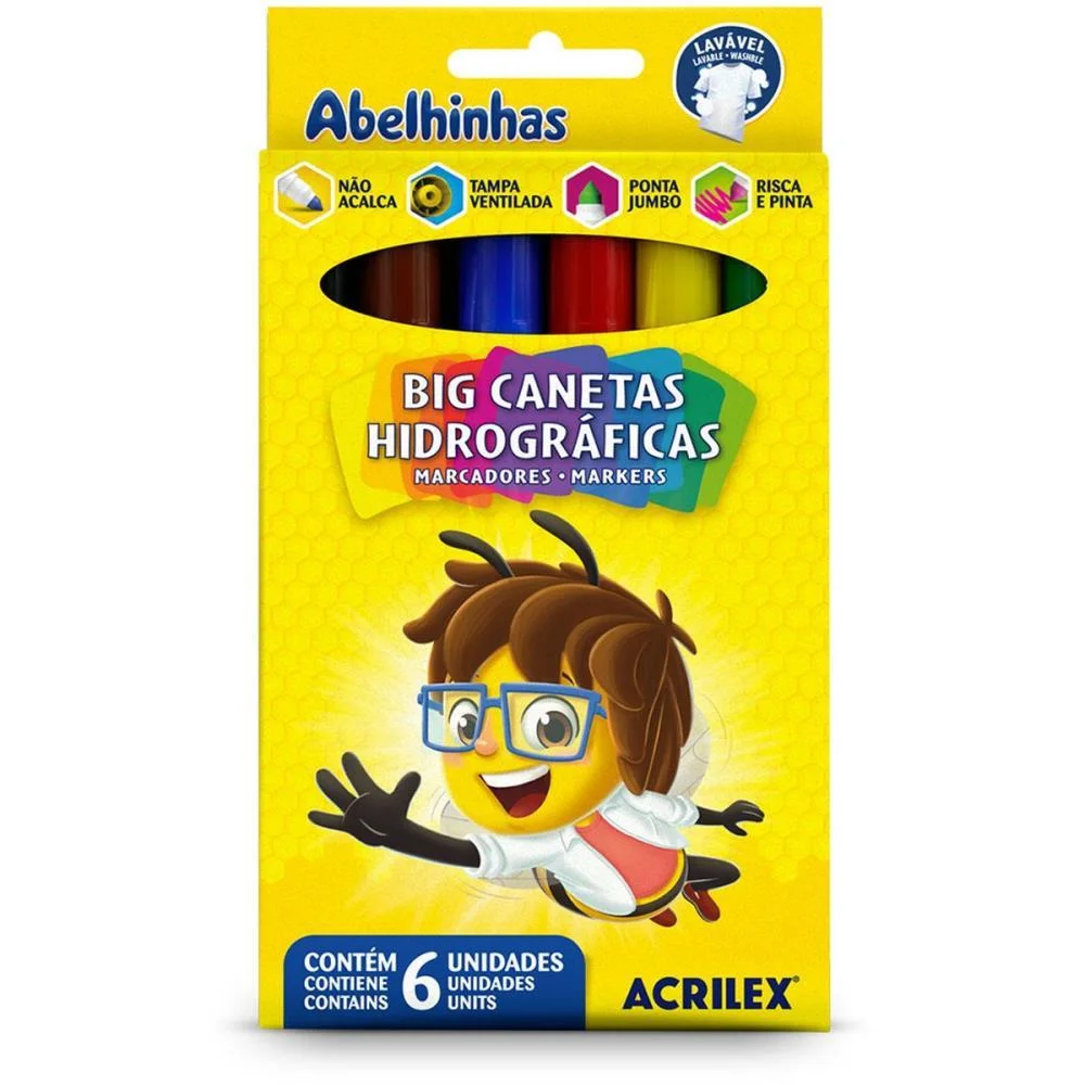 Caneta Hidrografica Jumbo Big 6 Cores Acrilex (Pct.c/06) - imagem 3