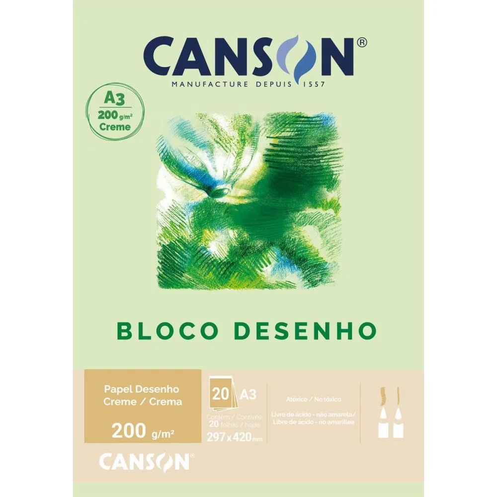 Bloco Para Educacao Artistica Creme A3 200G 20Fls Universit. Canson (Unidade) - imagem 2