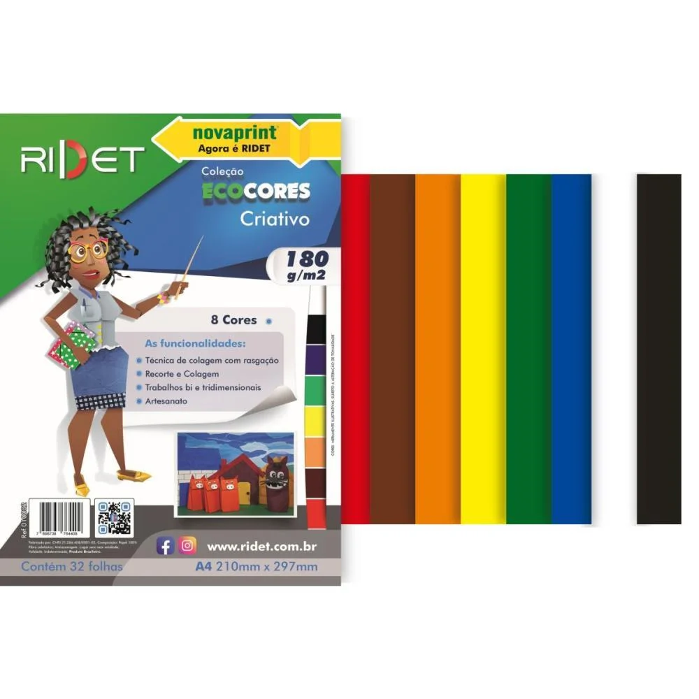 Bloco Para Educacao Artistica Criativo A4 8 Cores 180G. 32Fl Ridet (Pacote) - imagem 3