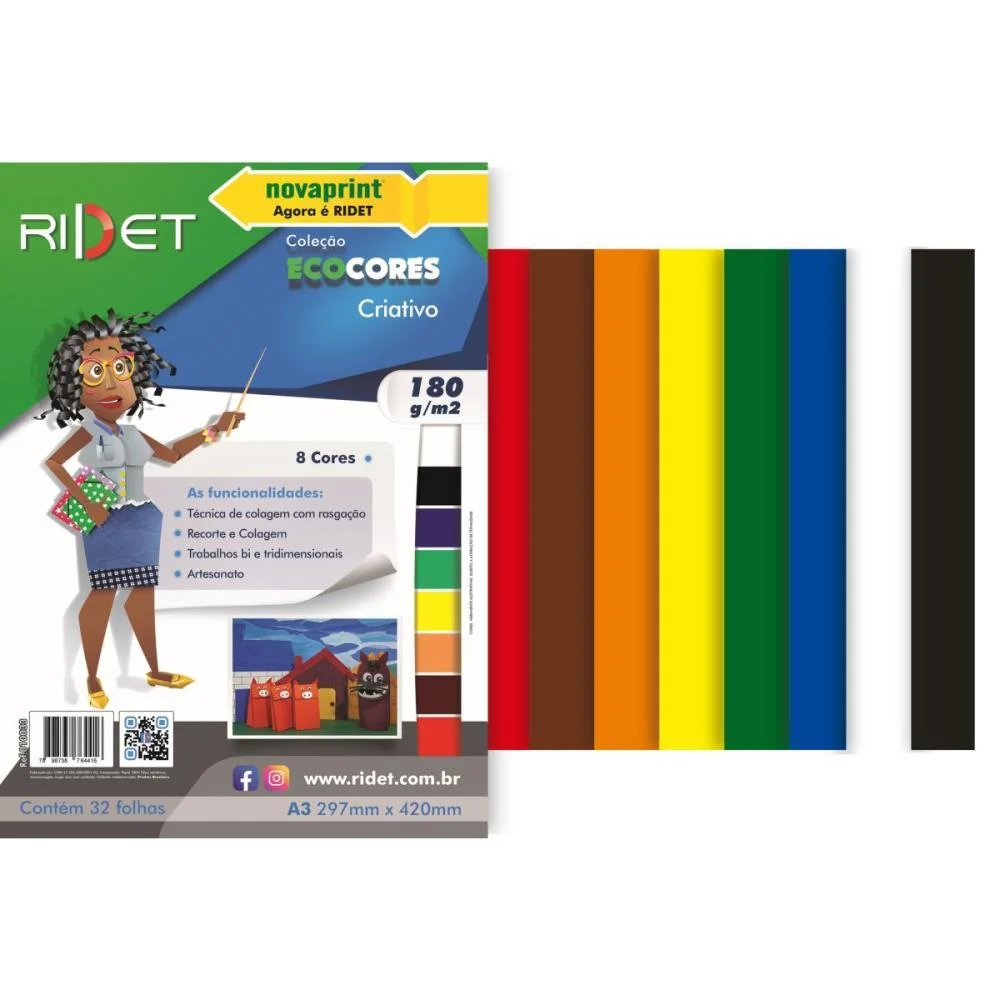 Bloco Para Educacao Artistica Criativo A3 8 Cores 180G. 32Fl Ridet (Pacote) - imagem 3