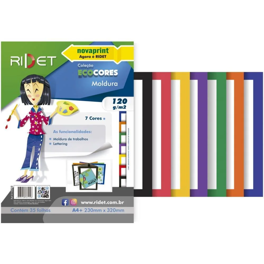 Bloco Para Educacao Artistica Moldura A4 7Co.120G.35F.23X32C Ridet (Pacote) - imagem 3