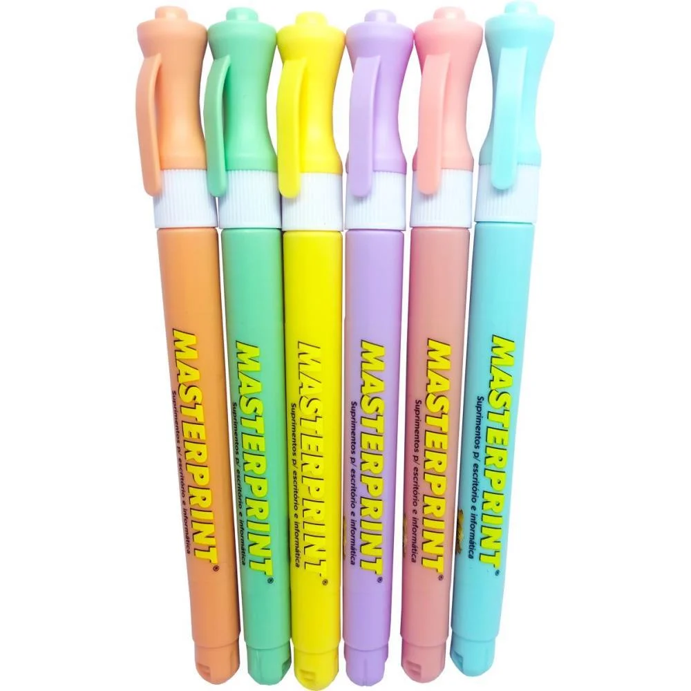 Caneta Marca Texto Mp 611 Pastel Slim 6 Cores Masterprint (Estojo) - imagem 3