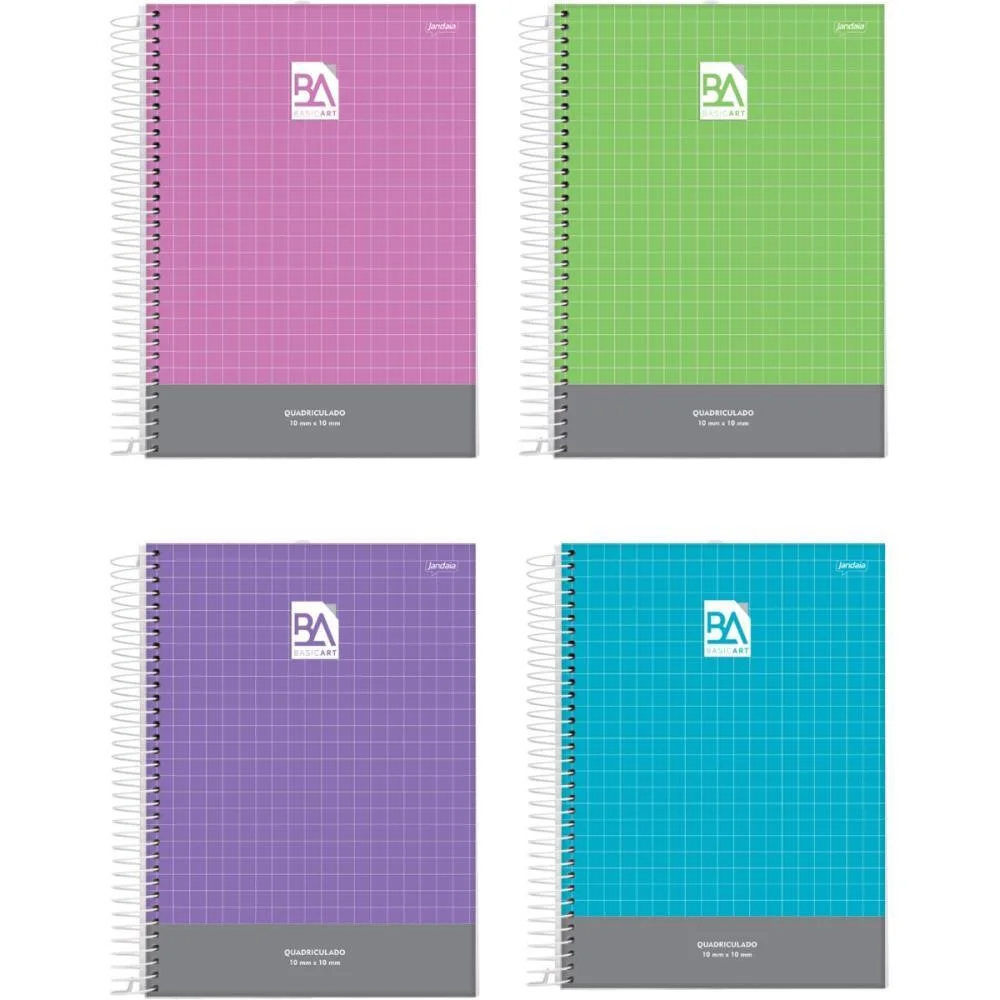 Caderno Quadriculado Univers. 1X1Cm 96F Esp.cd Basic Art Jandaia (Pct.c/04) - imagem 2