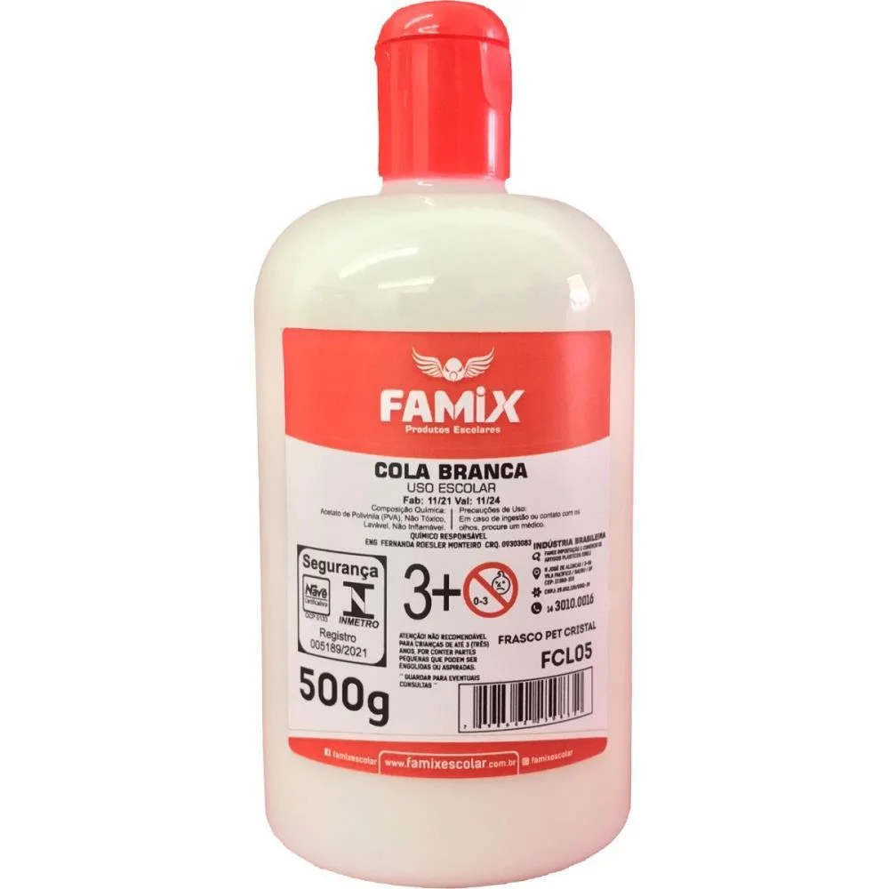 Cola Escolar Famix Branca 500G Famix (Cx.c/12) - imagem 3