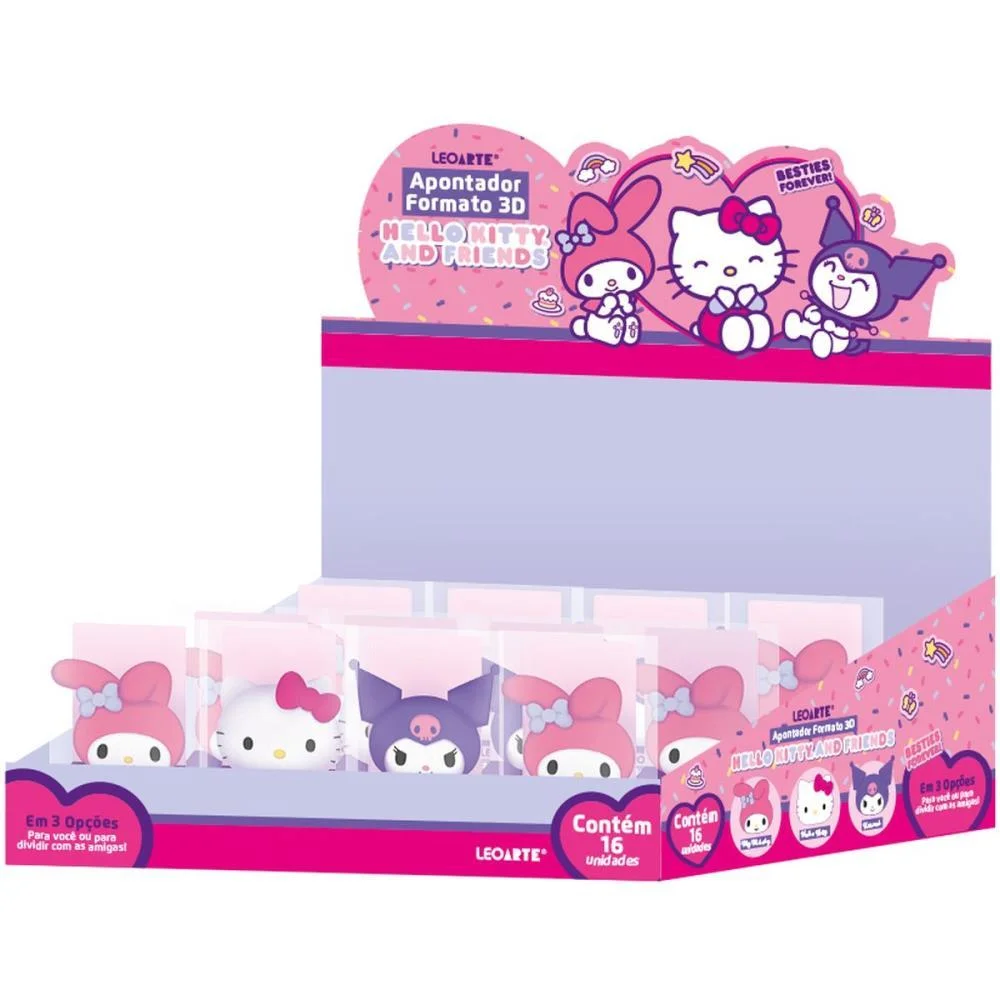 Apontador Sem Deposito Hello Kitty 3D 3 Modelos Leonora (Dp.c/16) - imagem 6
