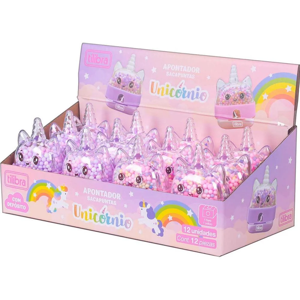 Apontador Com Deposito Decor. Unicornio 1 Furo 2Mod. Tilibra (Dp.c/12) - imagem 2