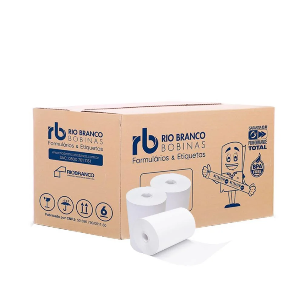 Bobina Termica 80Mmx40M Branca 44G S/Tubete Rio Branco Bobinas (Cx.c/30) - imagem 3