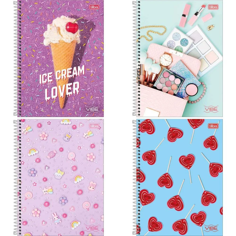 Caderno 10X1 Capa Dura Vibe 160 Folhas Feminino Tilibra (Pct.c/04) - imagem 2