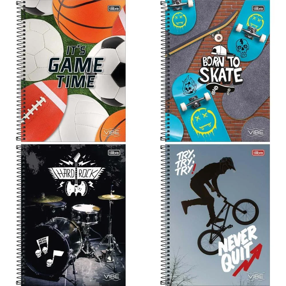 Caderno 10X1 Capa Dura Vibe 160 Folhas Masculino Tilibra (Pct.c/04) - imagem 2