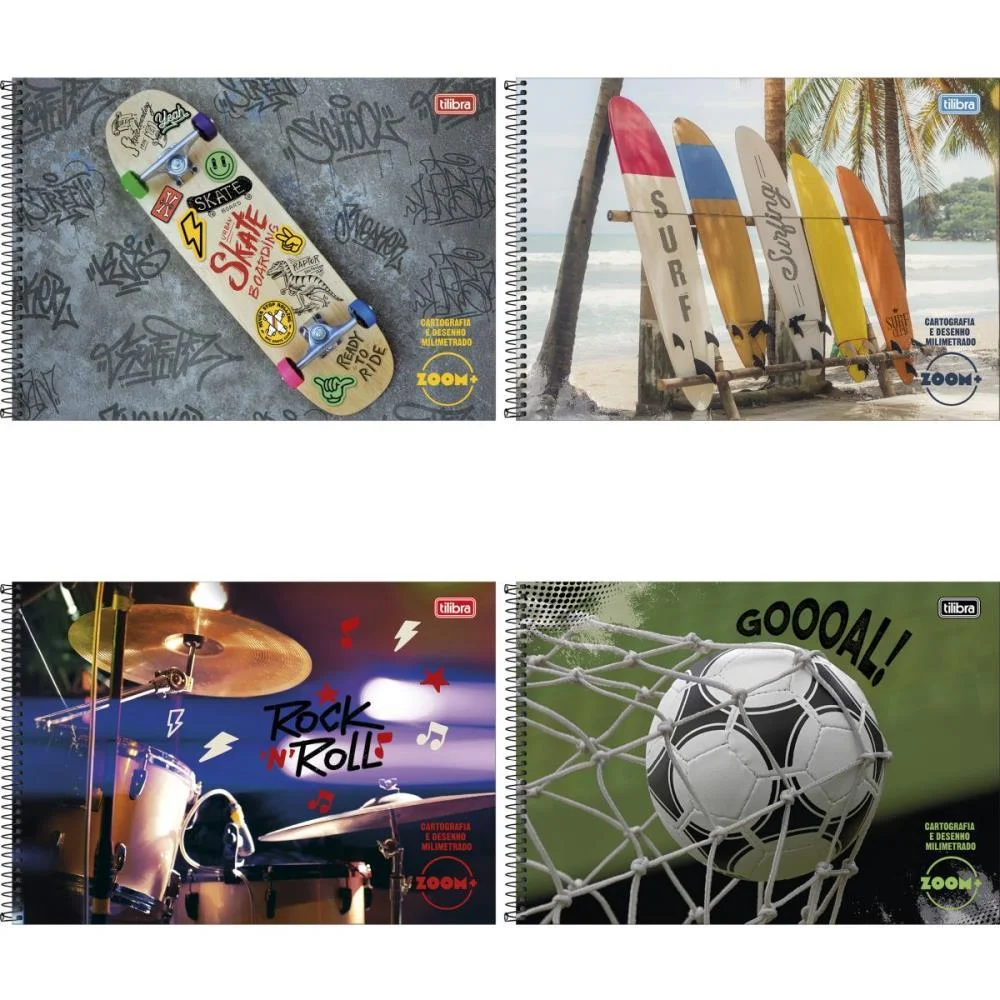 Caderno Desenho Milimetrado Zoom+ 96Fls Masculino Espiral Tilibra (Pct.c/04) - imagem 2