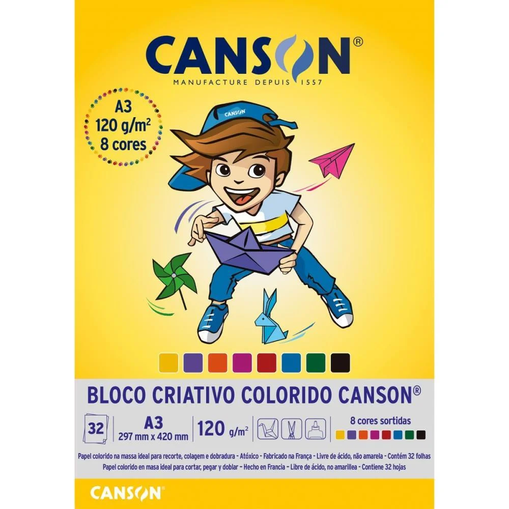 Bloco Para Educacao Artistica 8 Cores A3 120G. 32Fls Canson (Unidade) - imagem 2