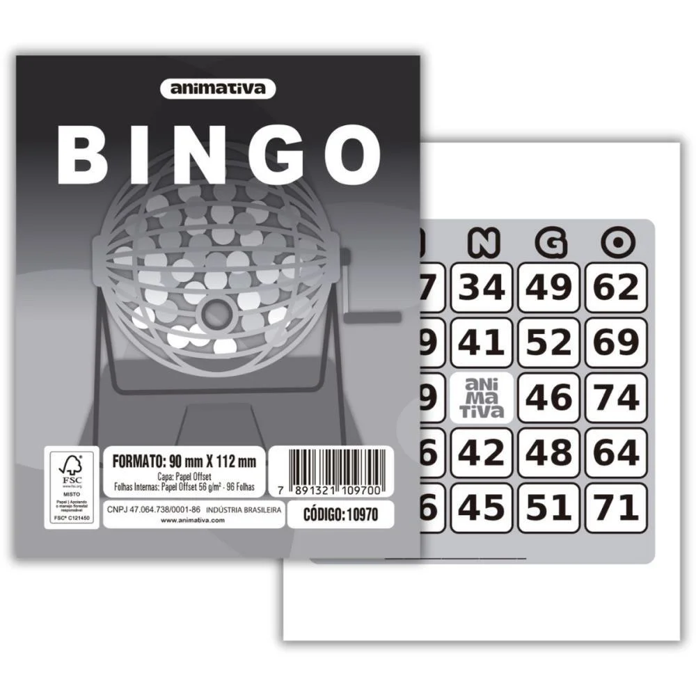 Bloco Para Bingo Cinza 90X112Mm 96 Folhas Animativa (Pct.c/10) - imagem 3