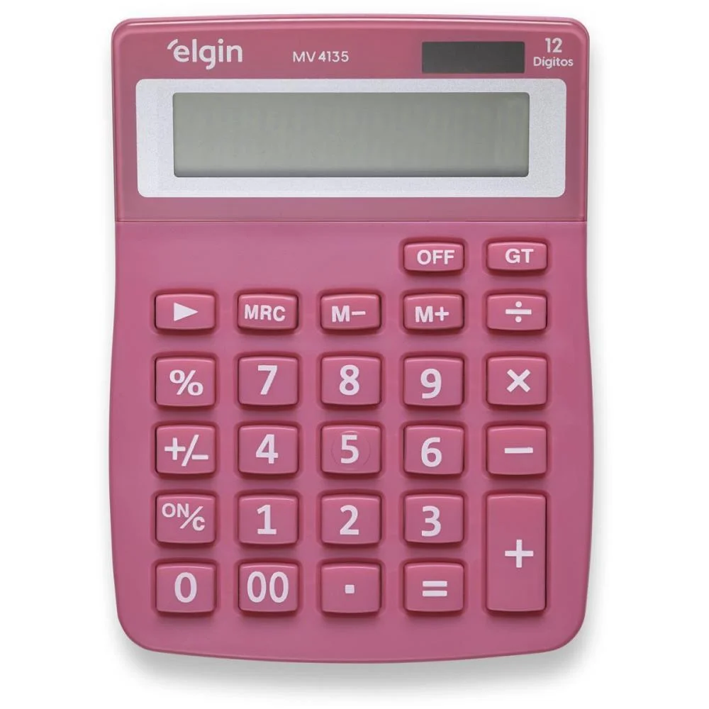 Calculadora De Mesa 12 Dig. Visor Mv4135 Rosa Elgin (Unidade) - imagem 2