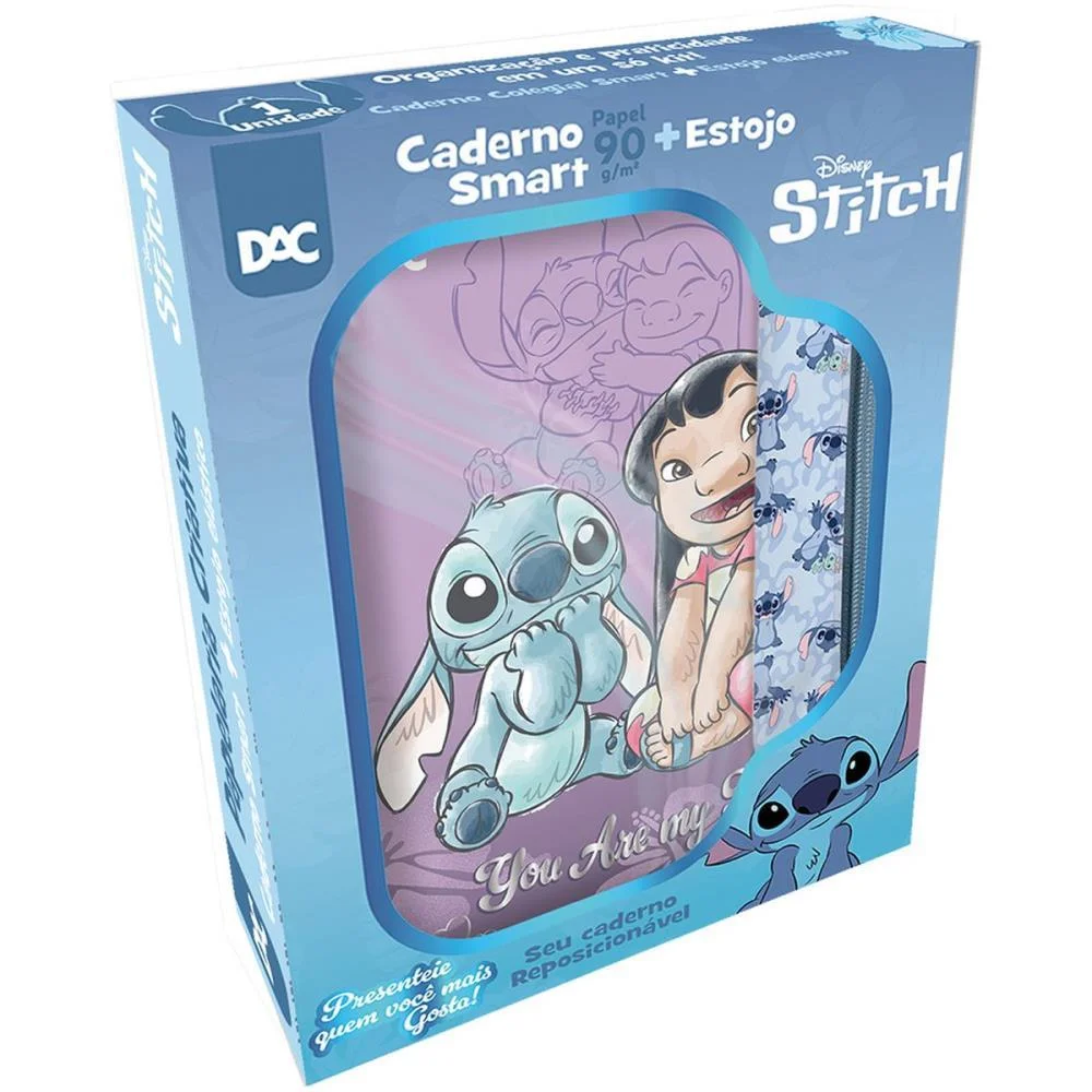 Caderno 01X1 Cp.dura Colegial Stitch Smart 80F. +1 Estojo Dac (Unidade) - imagem 3