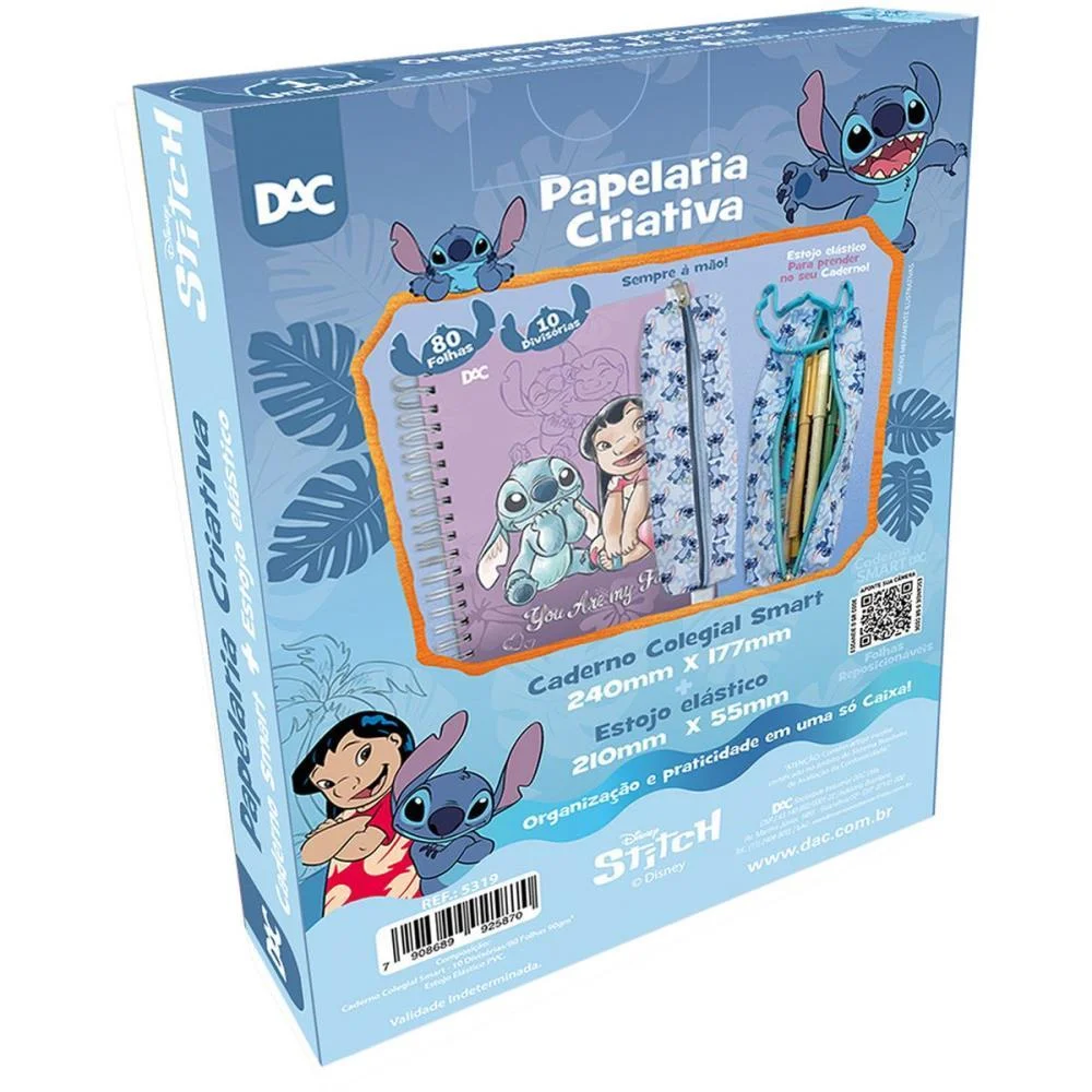 Caderno 01X1 Cp.dura Colegial Stitch Smart 80F. +1 Estojo Dac (Unidade) - imagem 6