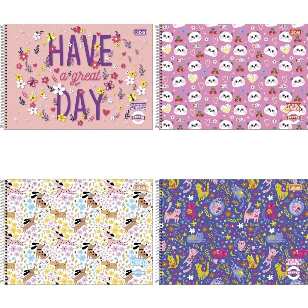 Caderno Desenho Milimetrado Espiral Pepper 80Fls Feminino Tilibra (Pct.c/04) - imagem 3