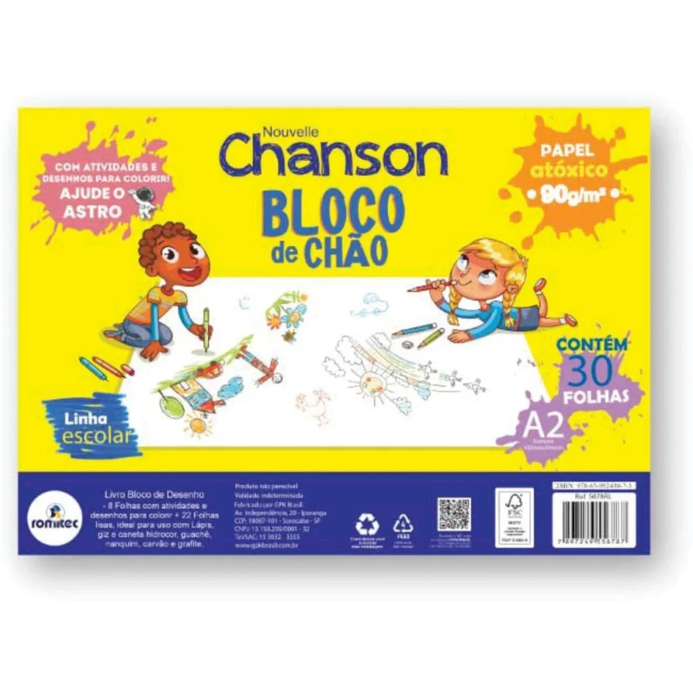 Bloco Para Educacao Artistica Desenho De Chao A2 90G 30Fl Romitec (Unidade) - imagem 2