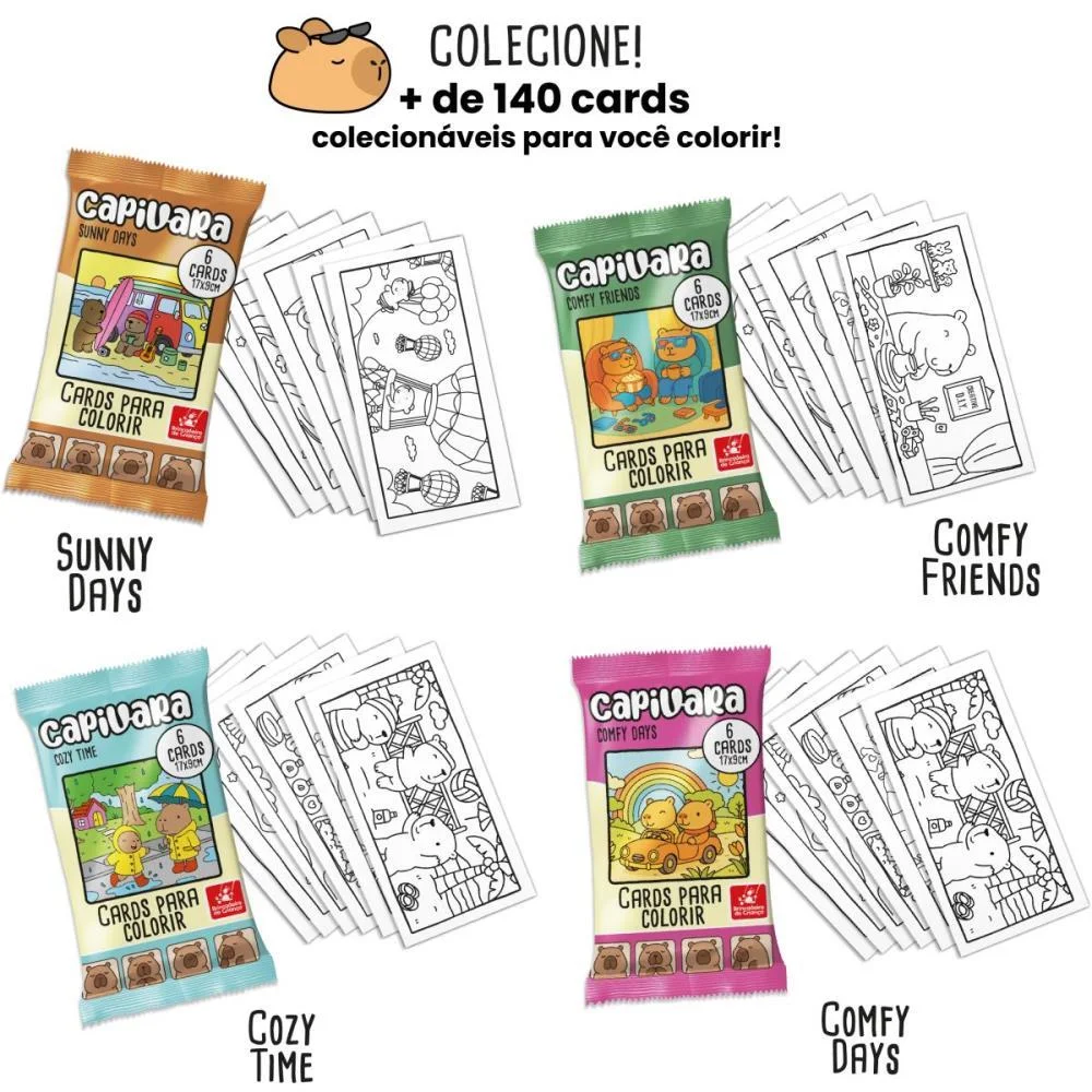 Card De Colorir Capivara Com 6Un Brinc. De Crianca (Unidade) - imagem 3