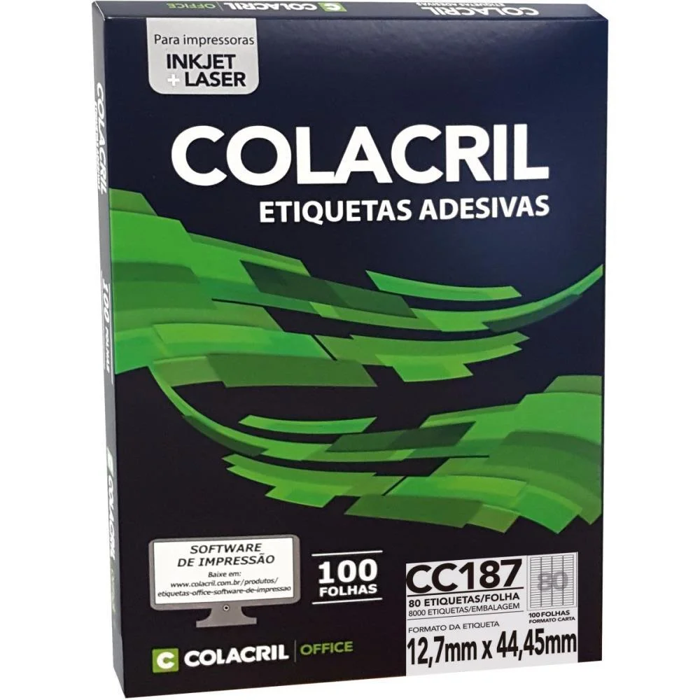 Etiqueta A4 12,7X44,45Mm 100 Folhas Colacril (Pct.c/8000) - imagem 3