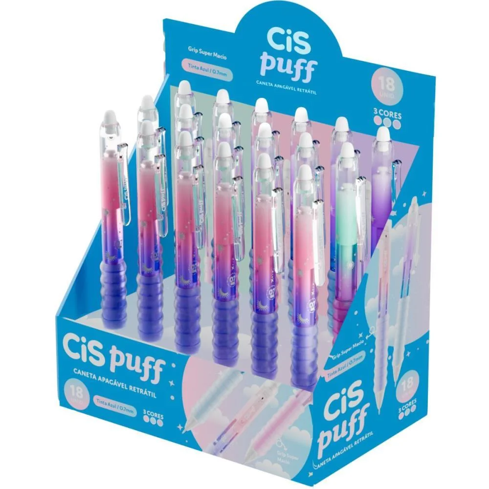 Caneta Apagavel Cis Puff Gel Rt 0.7Mm T.azu (S Sertic (Dp.c/18) - imagem 4