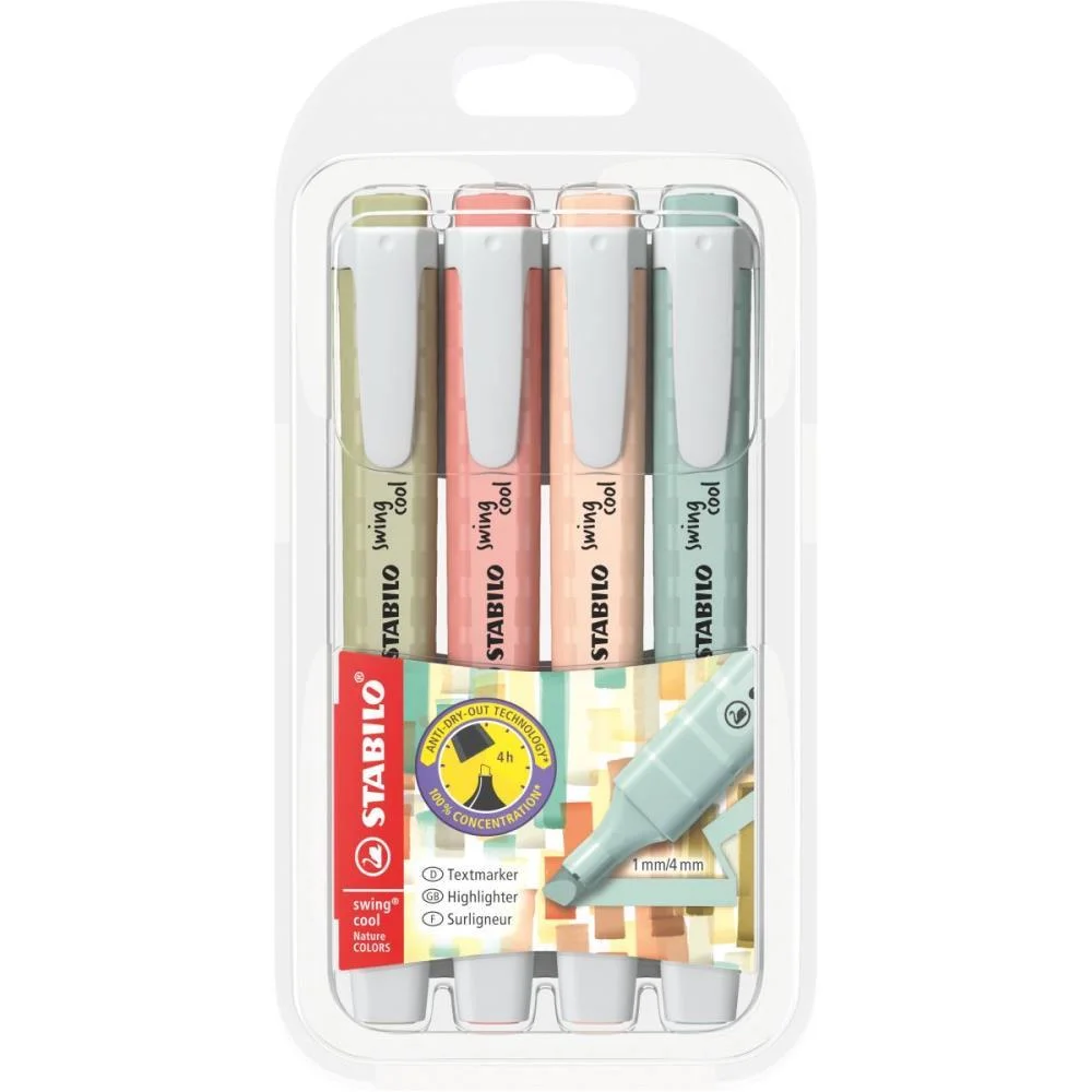 Caneta Marca Texto Stabillo Swing Cool 4 Cores Sertic (Estojo) - imagem 4