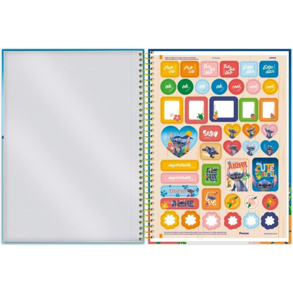 Caderno 10X1 Capa Dura Stitch Movie 160F Foroni (Pct.c/04) - imagem 8