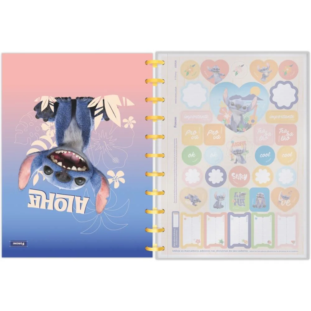 Caderno 10X1 Capa Dura Stitch Movie Disco 160F Foroni (Unidade) - imagem 4