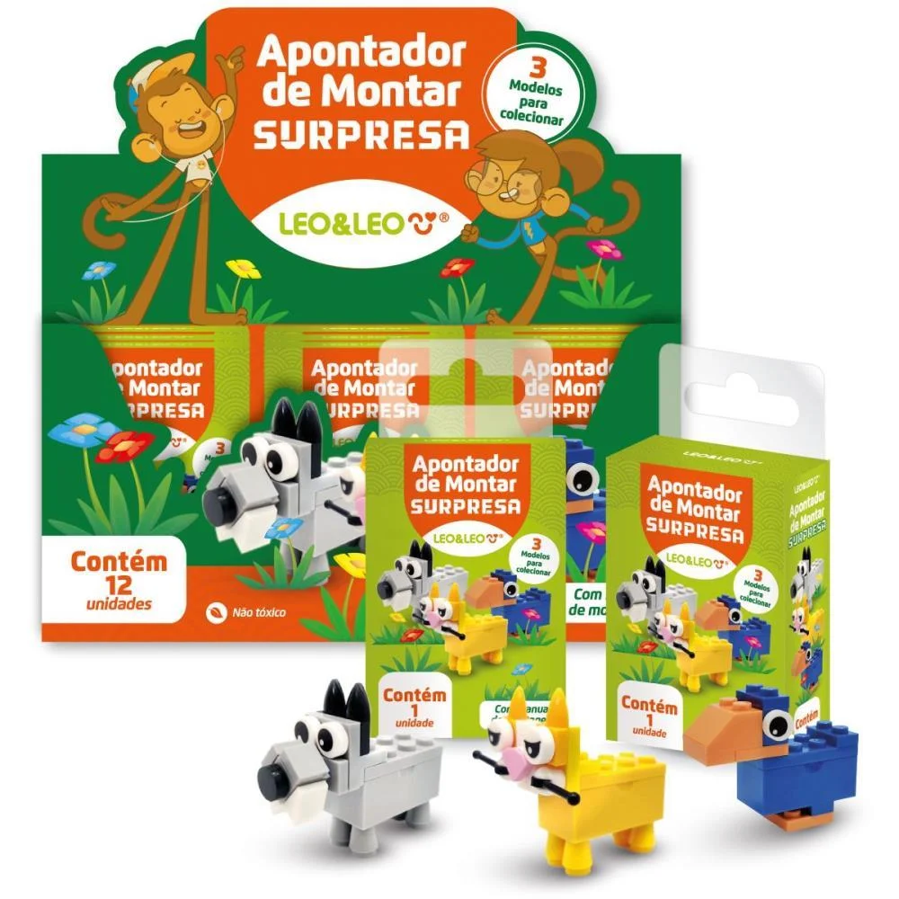 Apontador Com Deposito Montar Animais Surpresa 3Mod Leonora (Dp.c/12) - imagem 8
