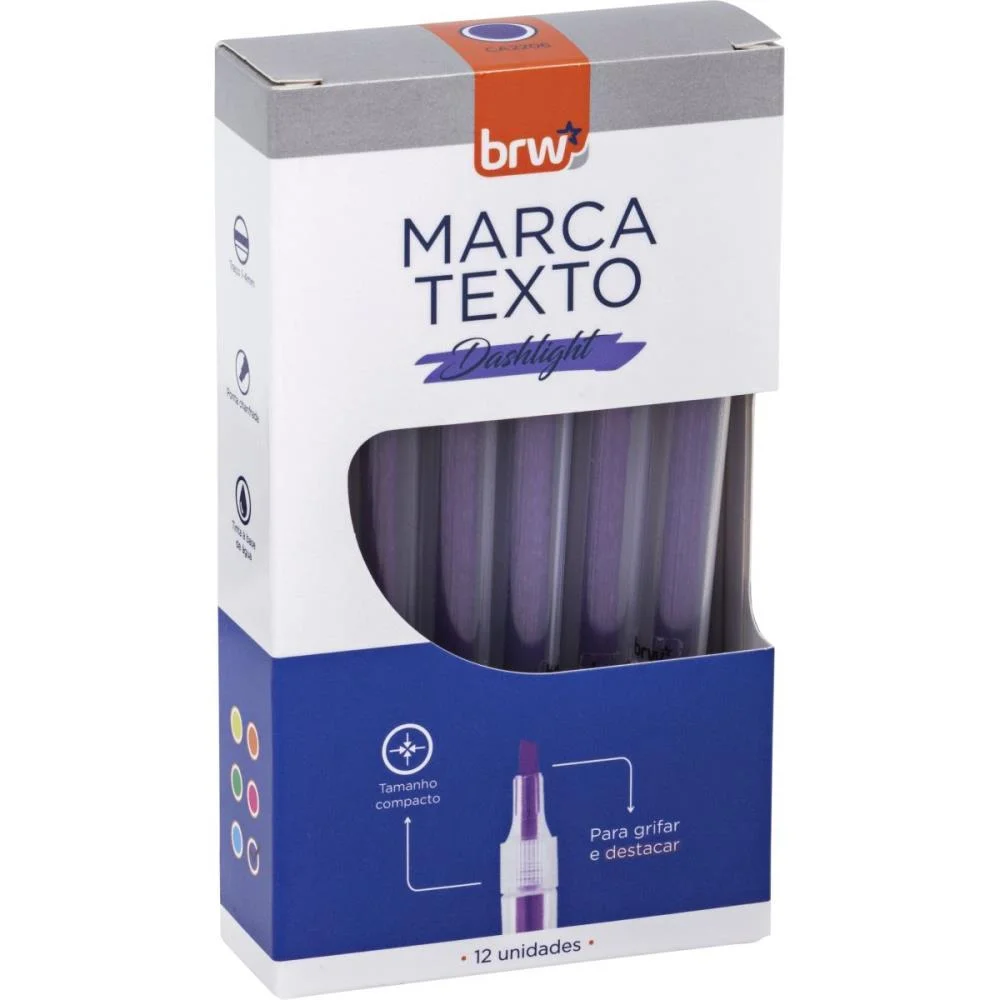 Caneta Marca Texto Dashlight Roxo Brw (Cx.c/12) - imagem 2