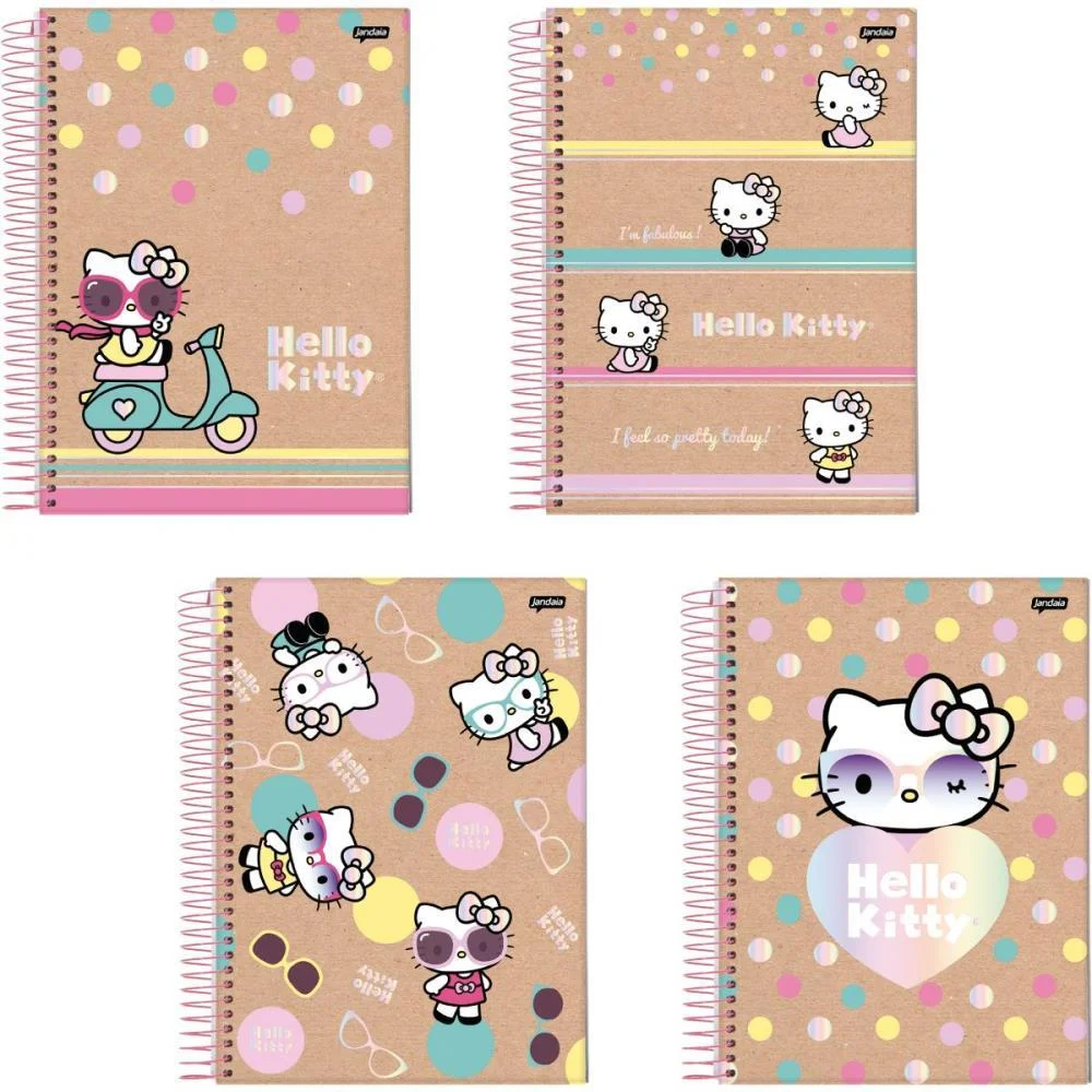 Caderno 10X1 Capa Dura Hello Kitty Kraft 160Fls. I.a Jandaia (Pct.c/04) - imagem 2