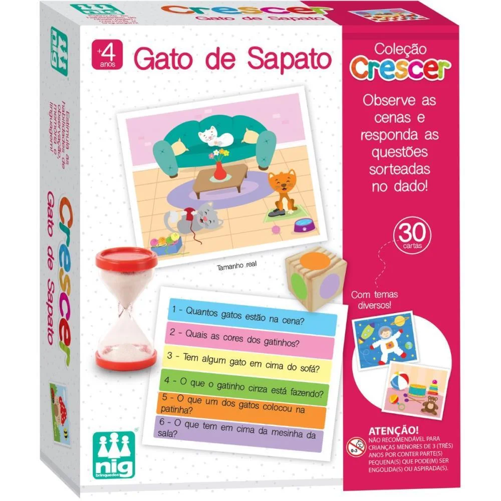 Brinquedo Educativo Gato De Sapato 30Cartas Nig Brinquedos (Unidade) - imagem 10