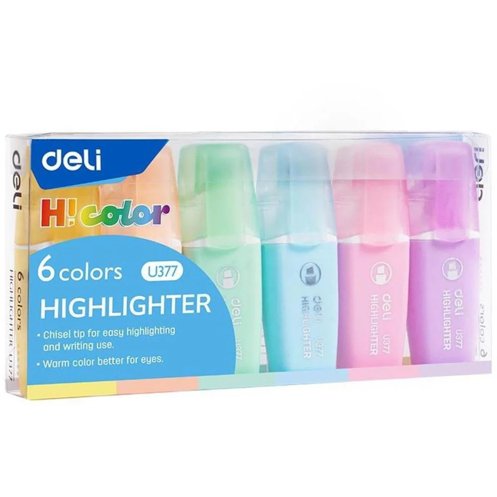 Caneta Marca Texto Highlighter Mini 1-5Mm 6 Cores Deli (Bl.c/06) - imagem 3