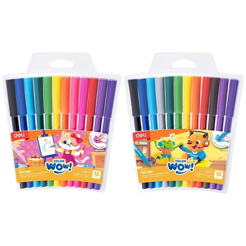 Caneta Hidrografica Color Wow Lavavel 12 Cores Deli (Estojo) - imagem 3