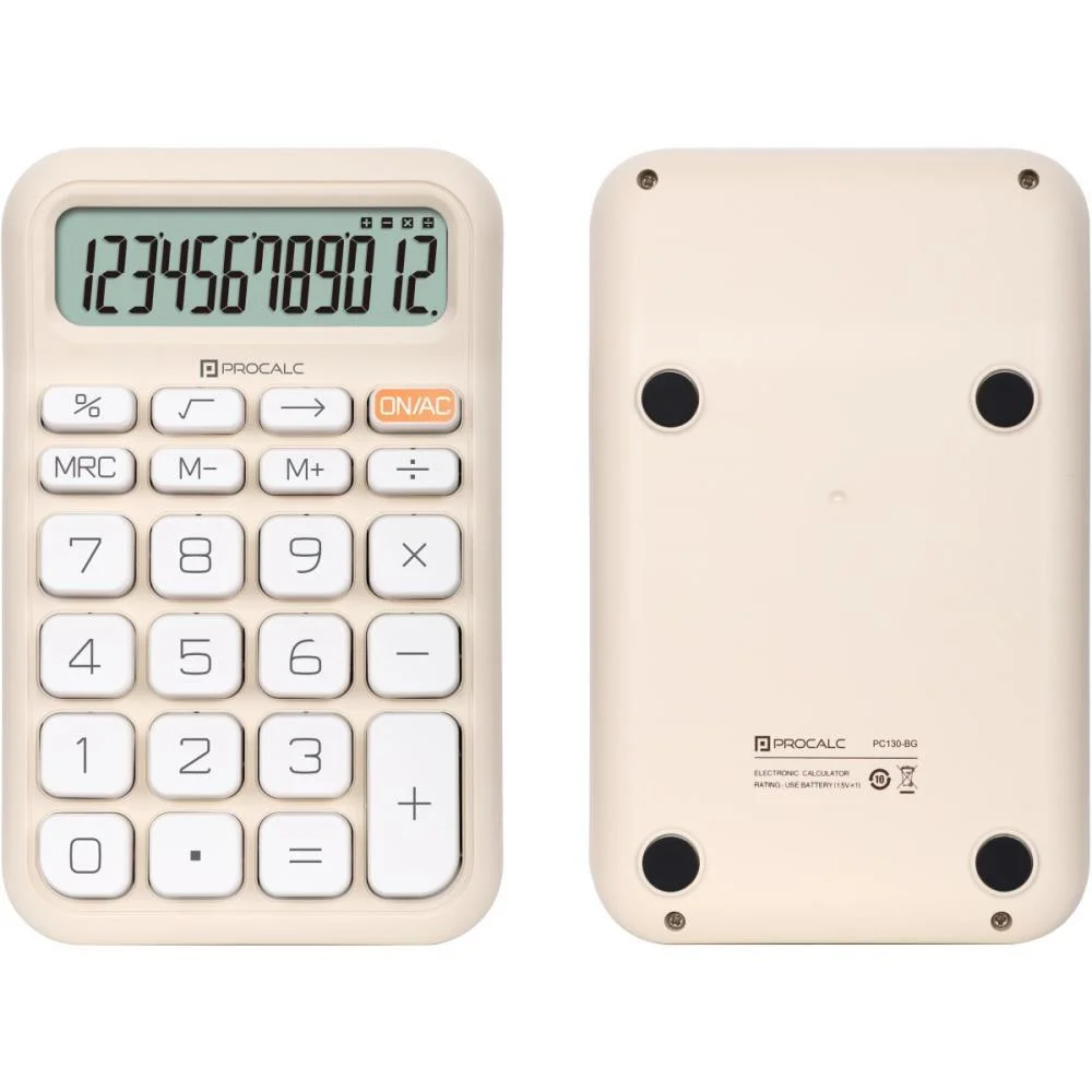 Calculadora De Mesa 12 Dig. Bege Solar/Bater.pc130 Procalc (Unidade) - imagem 2
