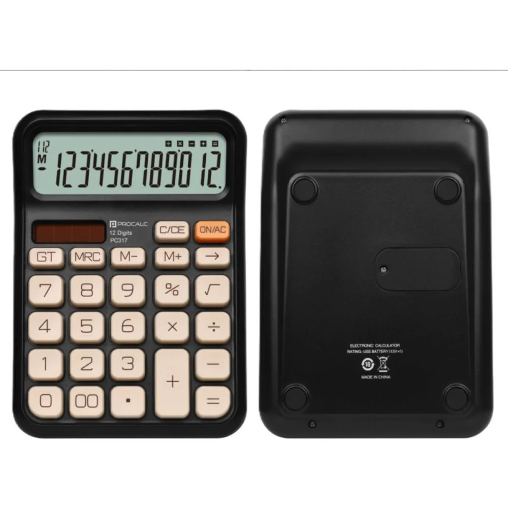 Calculadora De Mesa 12 Dig. Pt Solar/Bateria Pc317 Procalc (Unidade) - imagem 3