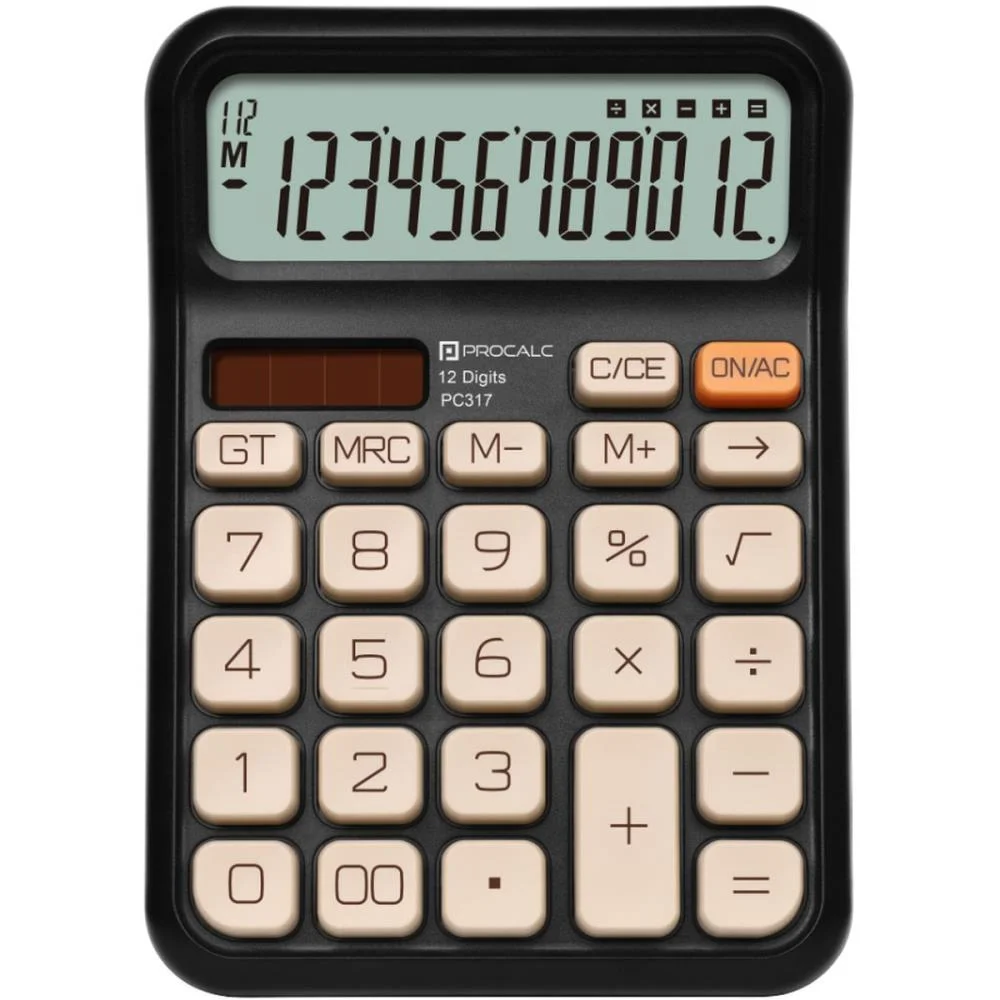 Calculadora De Mesa 12 Dig. Pt Solar/Bateria Pc317 Procalc (Unidade) - imagem 4